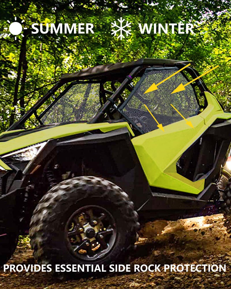 MASION for ATV/UTV Window Net Rear Roll Cage Mesh Guard + Right + Left Window Shade Shield Net Cover for Polaris RZR 570 800 800s 900 Turbo s 1000 RZR XP Polaris Ace 2015-2019 - Image 2